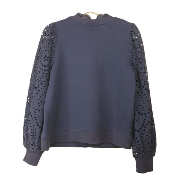 Boden Broderie Blouson Cotton Jersey Knit Sweatshirt Navy 8 - Picture 7 of 9